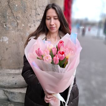 Букет Розовых Тюльпанов "Нежная Сладость"