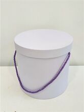Коробка круглая шляпная для цветов с канатом Фиолетовая
