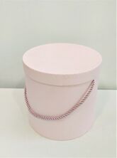 Коробка круглая шляпная для цветов с канатом Розовая